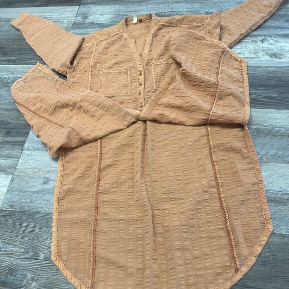 Pilcro and the Letterpress Seersucker Orange Womens XS Menagerie Boho Tunic Top - Picture 4 of 11